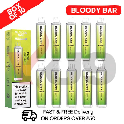 Bloody Bar 5000 Puffs Lemon Lime Disposable Vape Box Of 10  - VU9 Eliquid