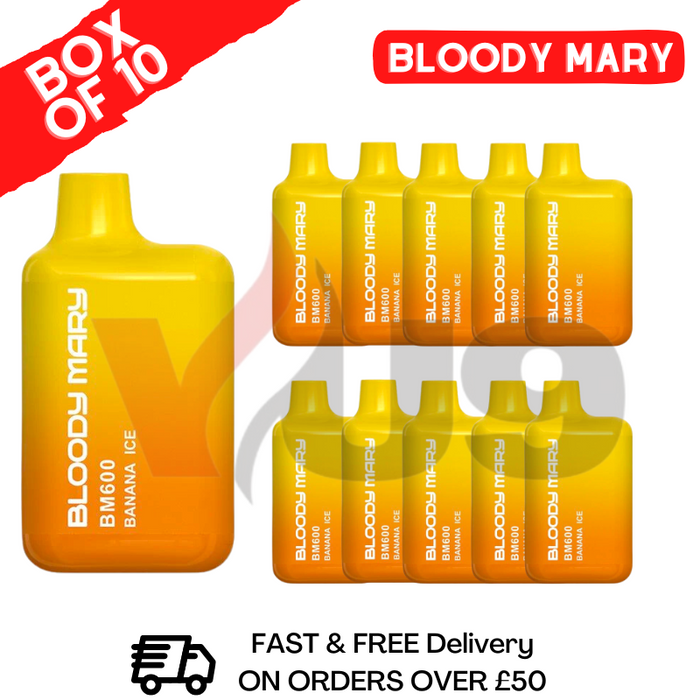 Bloody Mary 600Puff Banana Ice Disposable Vape Box of 10 - VU9 Eliquid