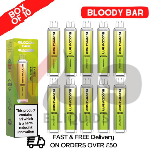 Bloody Bar 5000 Puffs Summer Fruit Disposable Vape Box Of 10 - VU9 Eliquid