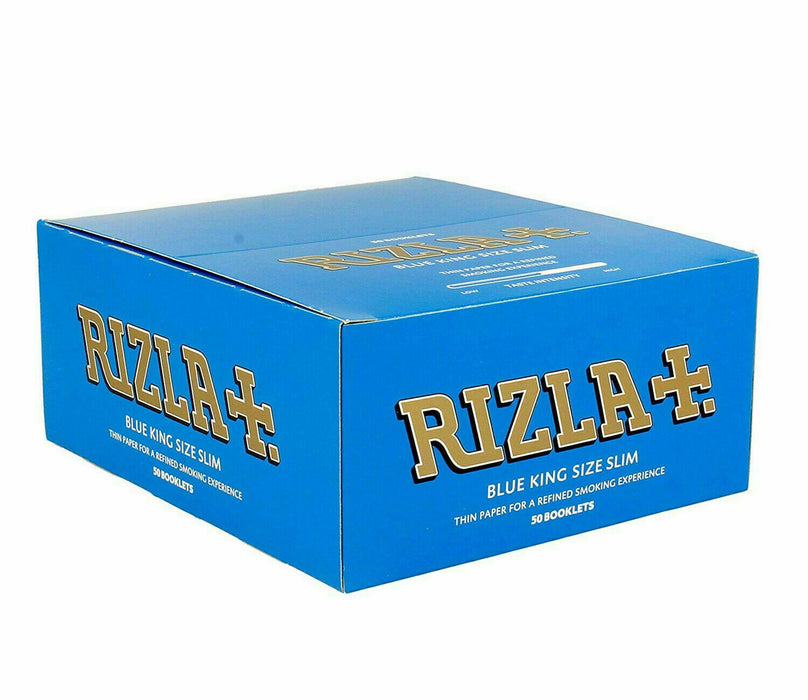 Rizla King Size Blue Slim Rolling Cigarette Papers Full Box 50 Booklets | UK Vape World