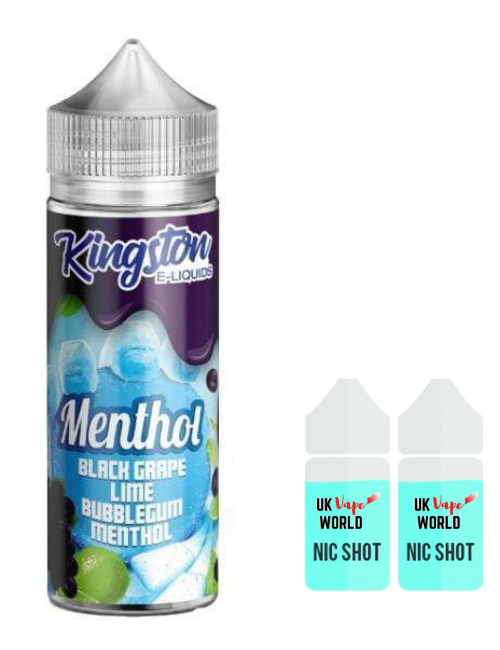 Kingston Menthol Black Grape Lime Bubblegum 100ml Shortfill With 2 Nicotine Shots | UK Vape World